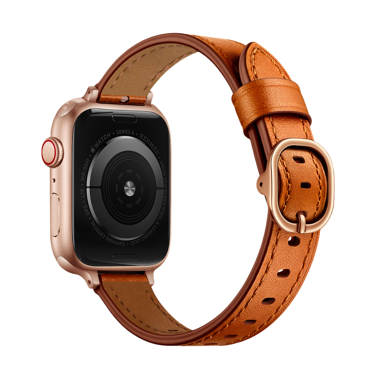 Bracelet for Apple Watch, oval buckle, silver, black or rose gold finish, Yrana model