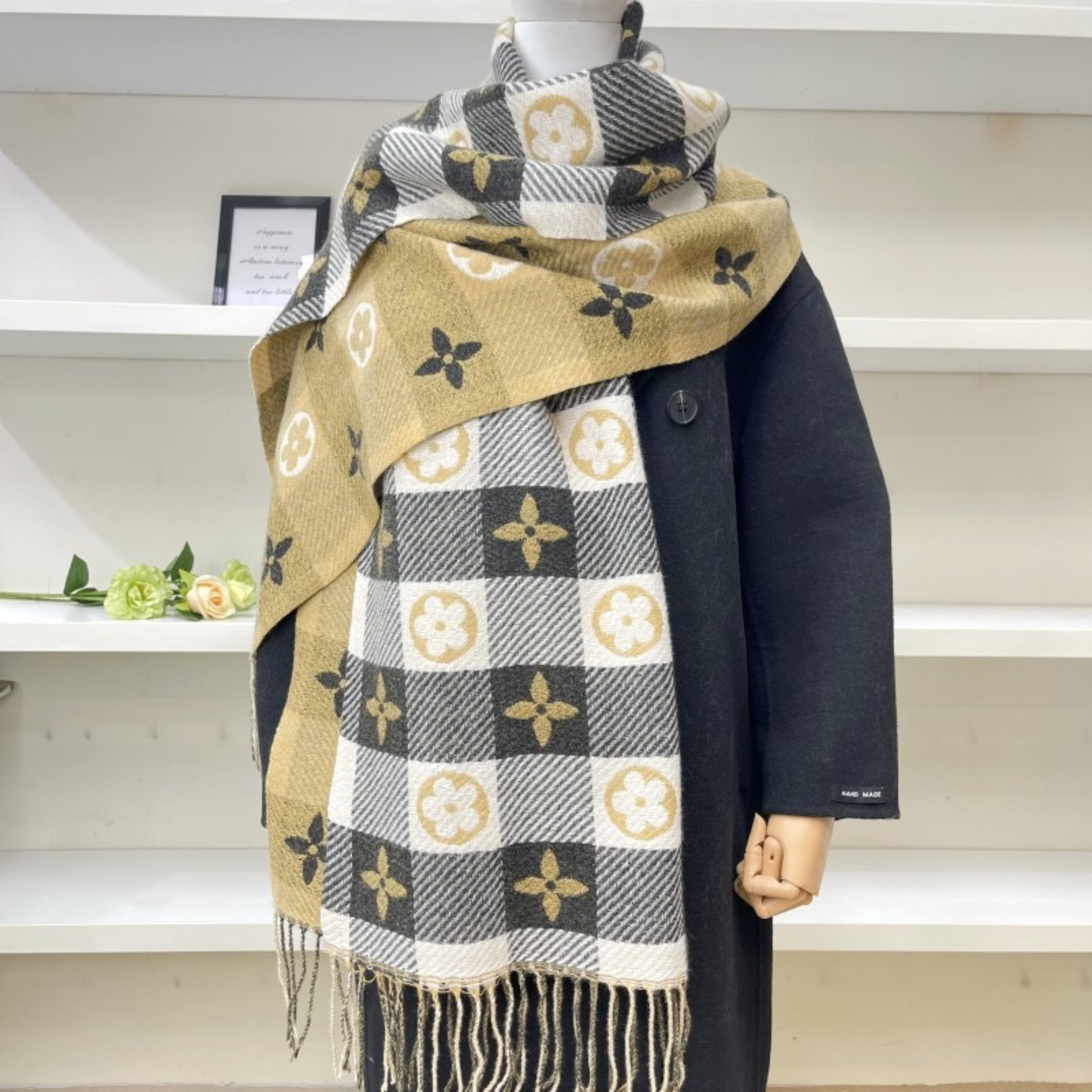 ZOLANI - Comfy Warm Plaid Double Side Tassel Scarf