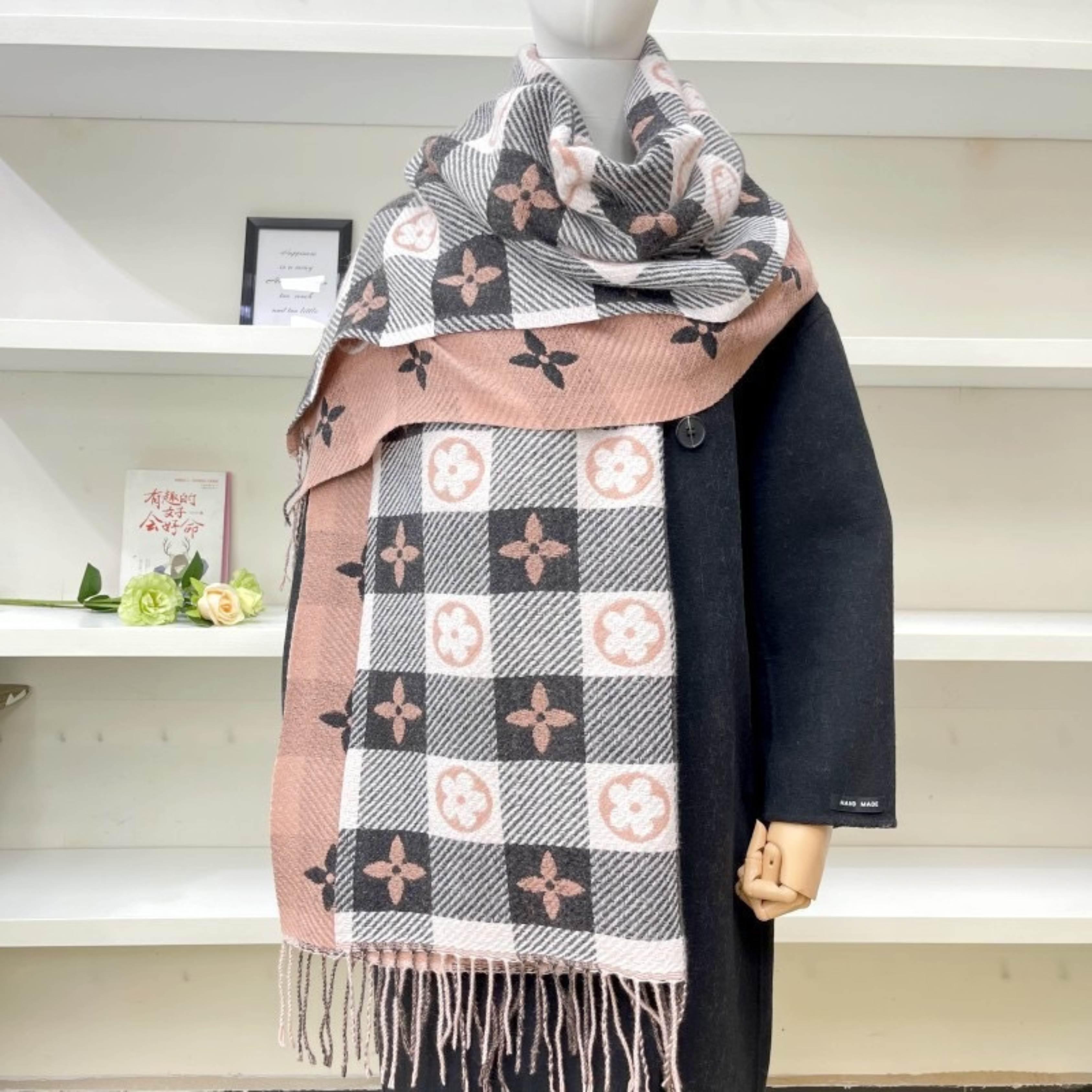 ZOLANI - Comfy Warm Plaid Double Side Tassel Scarf