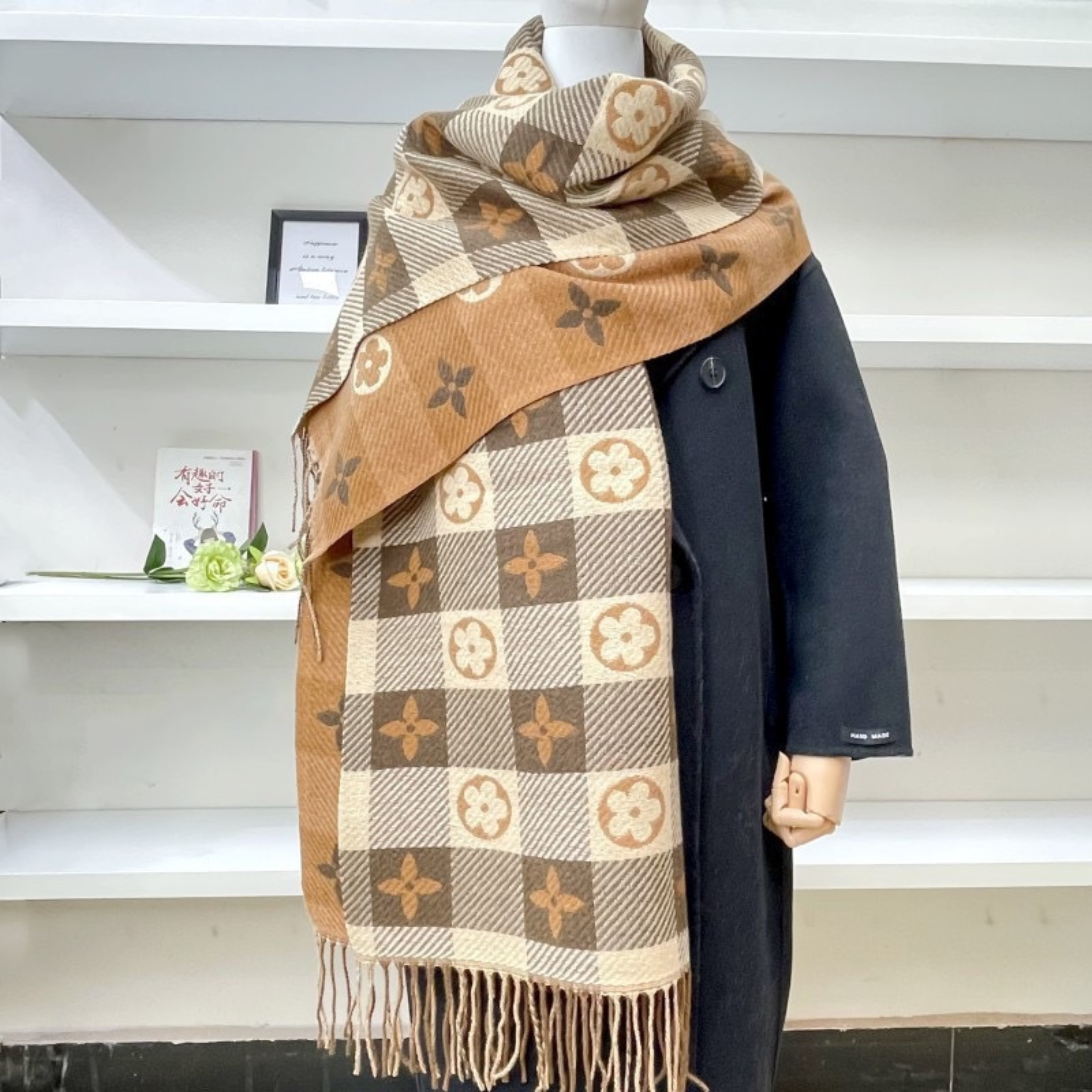 ZOLANI - Comfy Warm Plaid Double Side Tassel Scarf