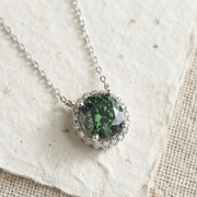 Moss Agate Geometric Round Necklace