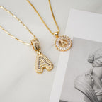 AISHA - Elegant 2-Pack Initial Letter Pendant Necklaces