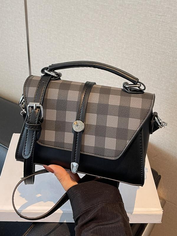 AVANLIE - Trendy Contrast Stitching Small Square Shoulder Bag