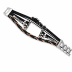 Multi-strand bracelet for smartwatches, decorated with crushed stone ornaments, multi-strand braided straps, tool-free adjustable links, Treska model