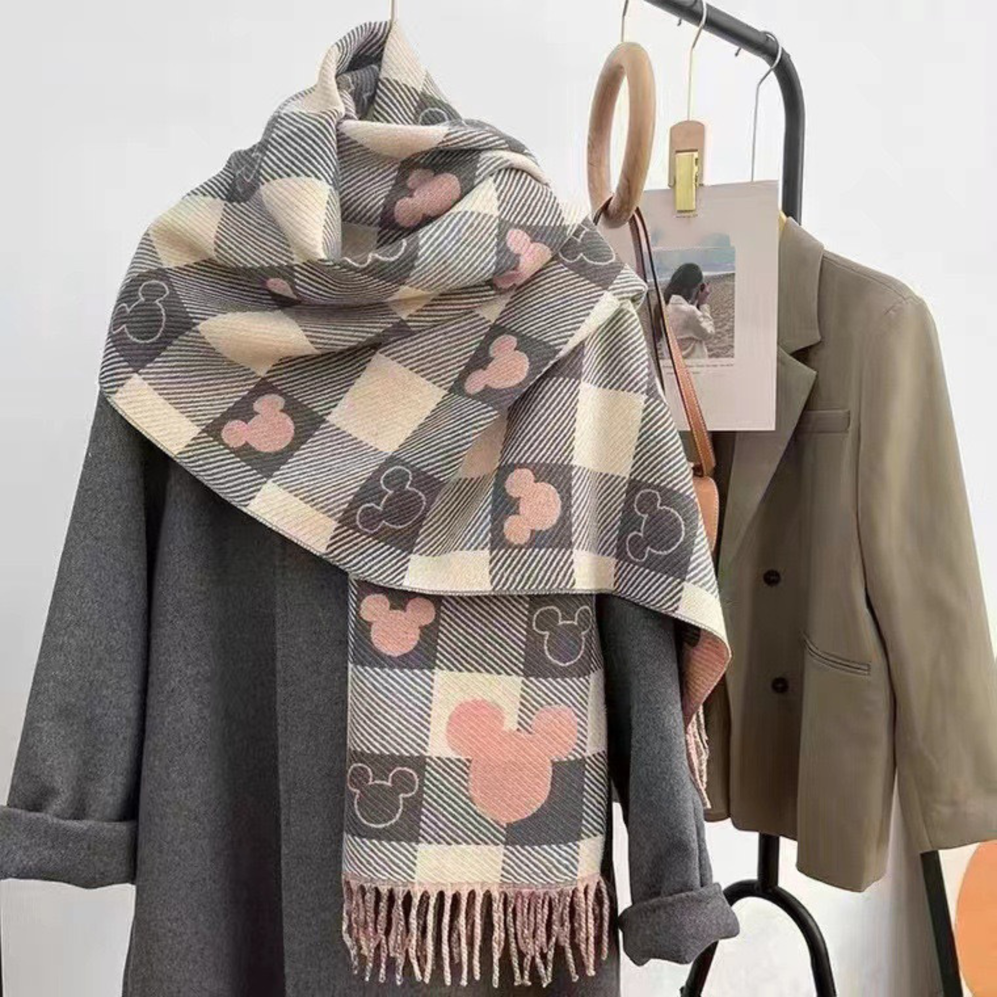 ZOLANI - Comfy Warm Plaid Double Side Tassel Scarf