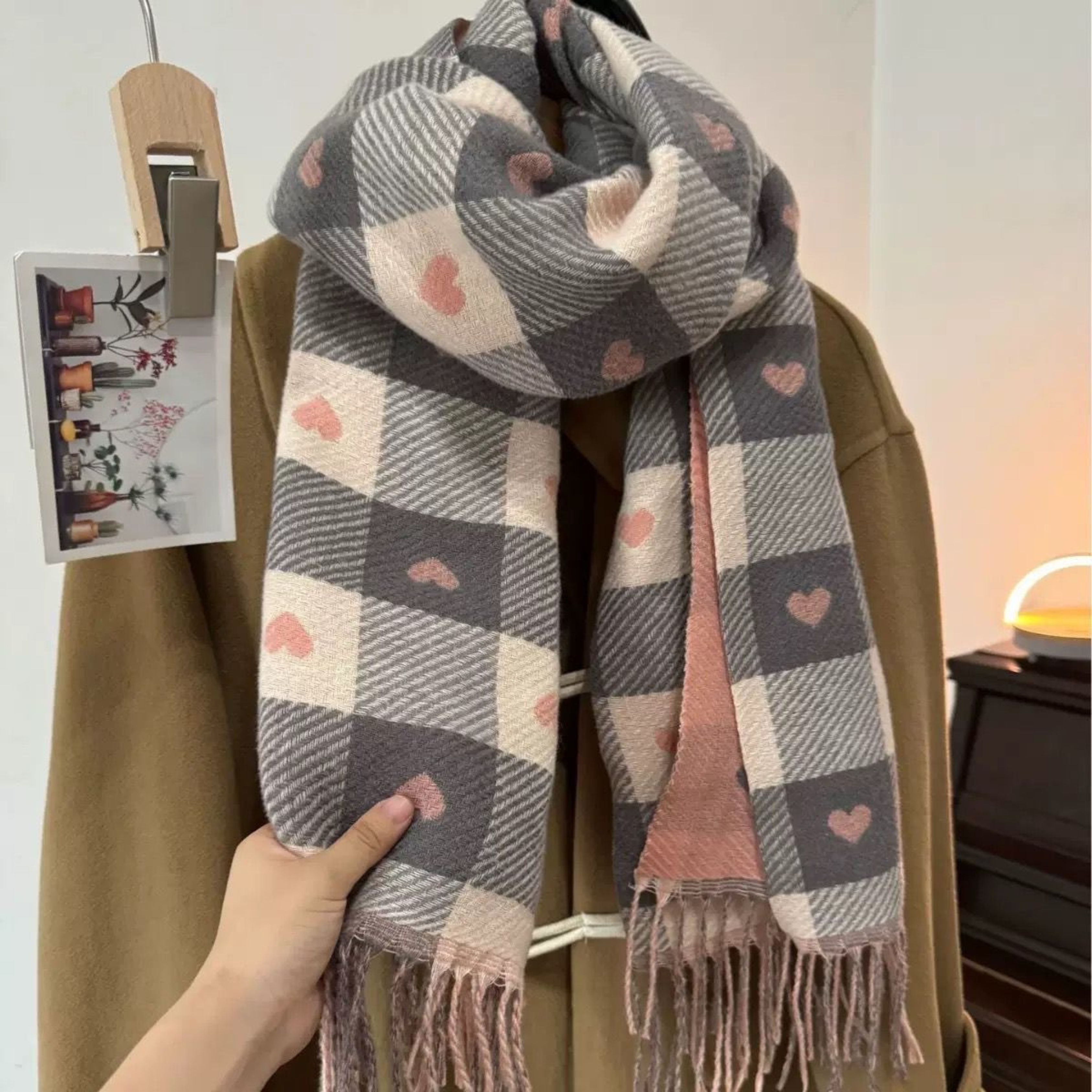ZOLANI - Comfy Warm Plaid Double Side Tassel Scarf