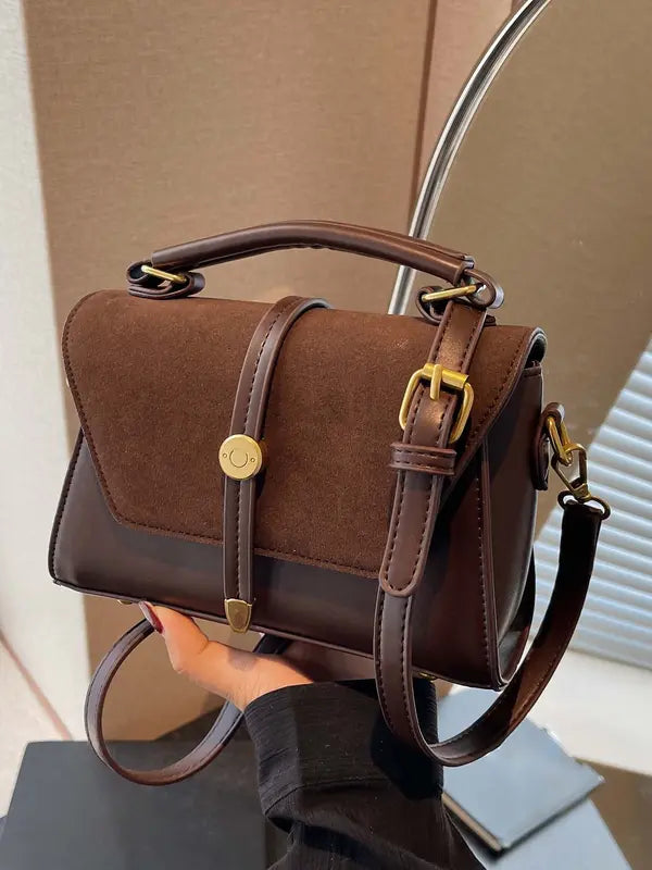 MARLYNN - Vintage-Style Small Square Shoulder Crossbody Bag with Contrast Stitching