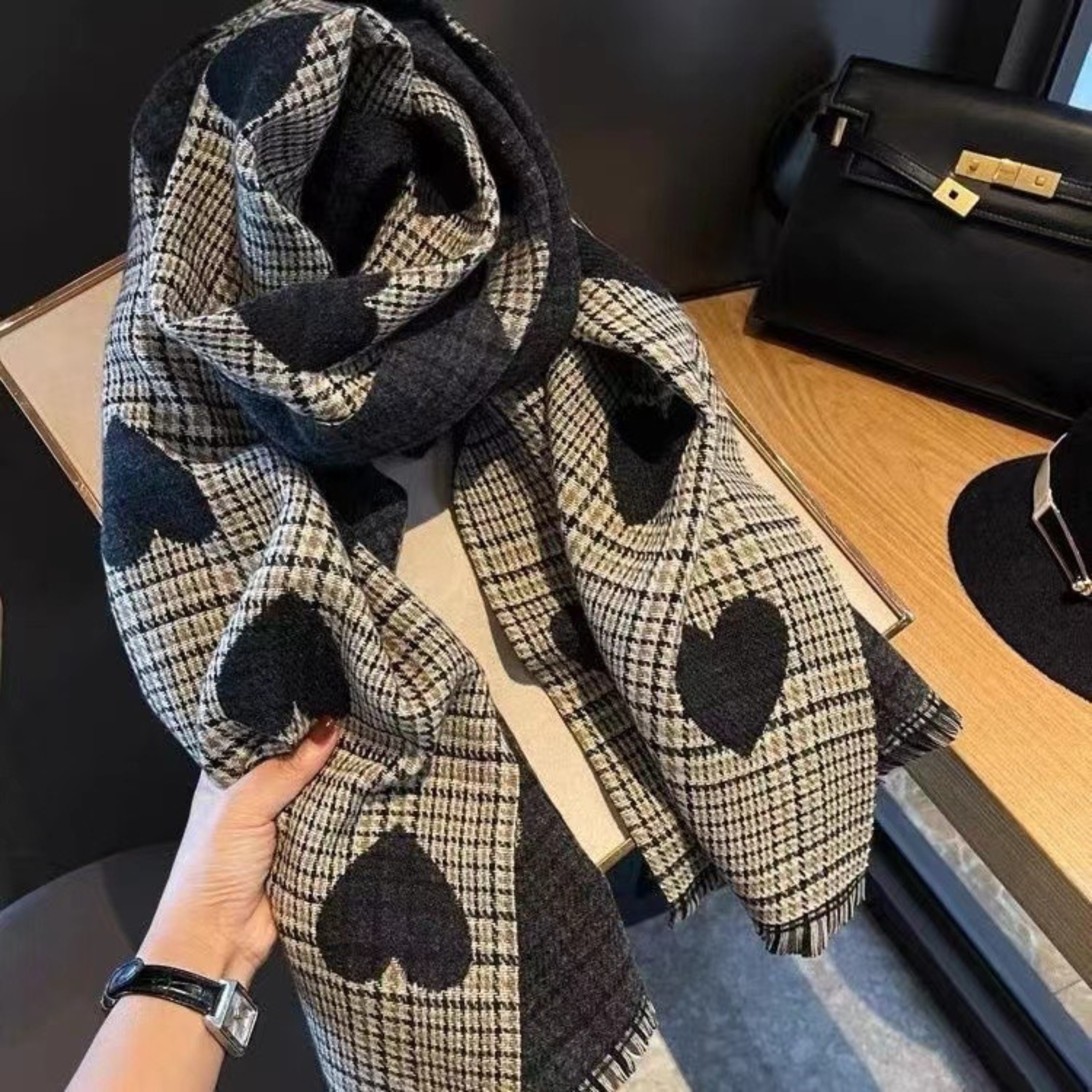ZOLANI - Comfy Warm Plaid Double Side Tassel Scarf
