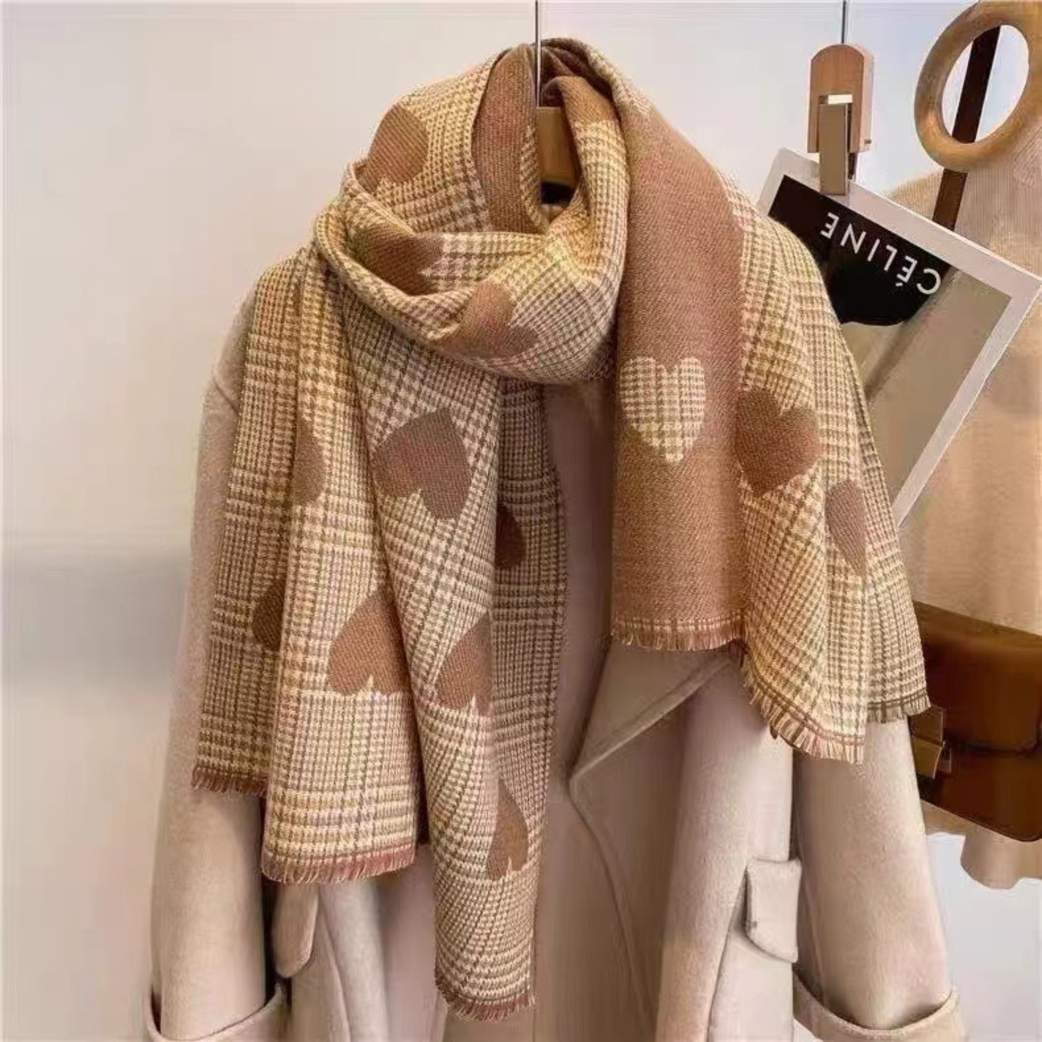 ZOLANI - Comfy Warm Plaid Double Side Tassel Scarf