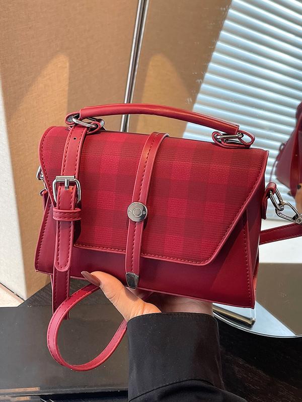 AVANLIE - Trendy Contrast Stitching Small Square Shoulder Bag
