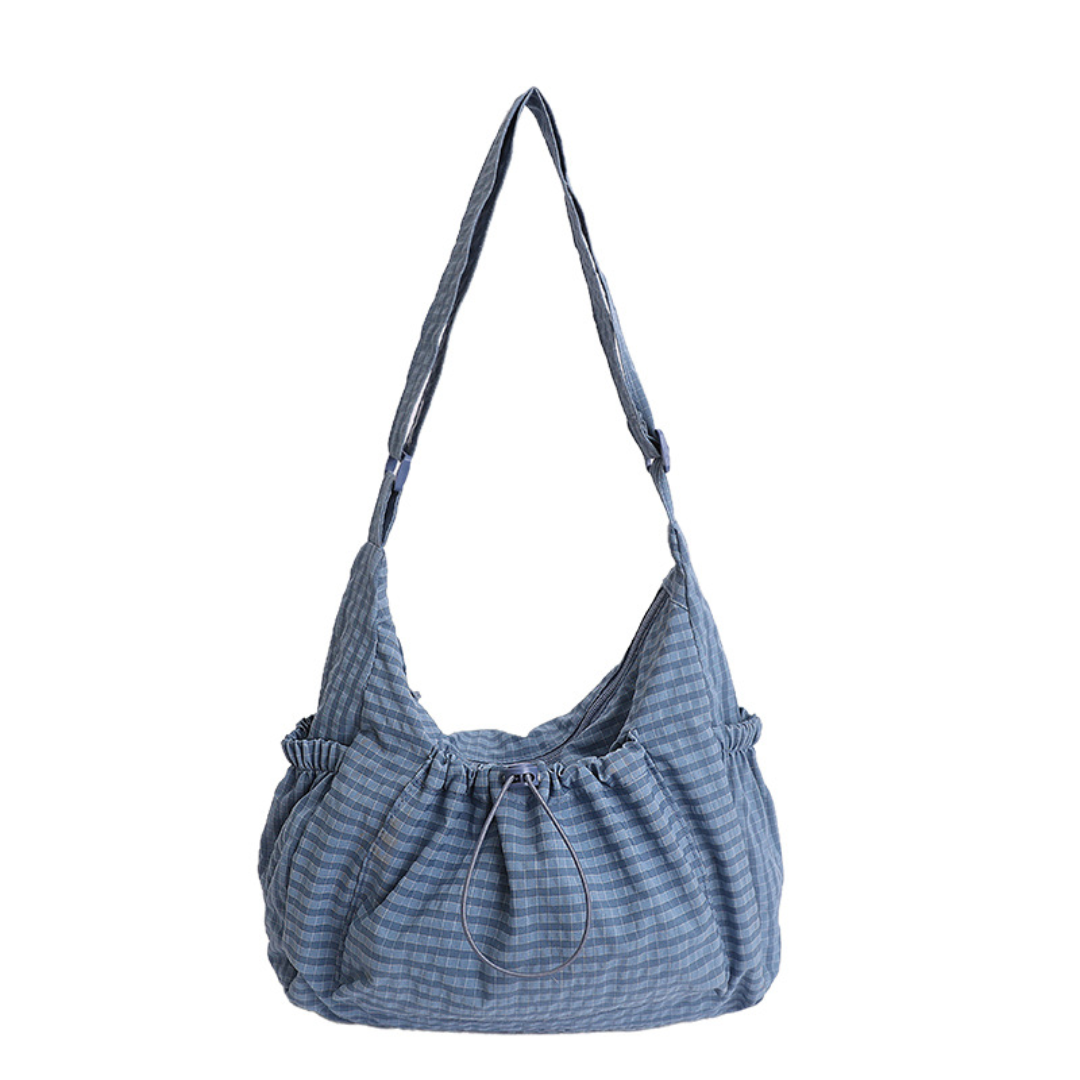 HARLOW – Plaid Drawstring Cloud Hobo Bag