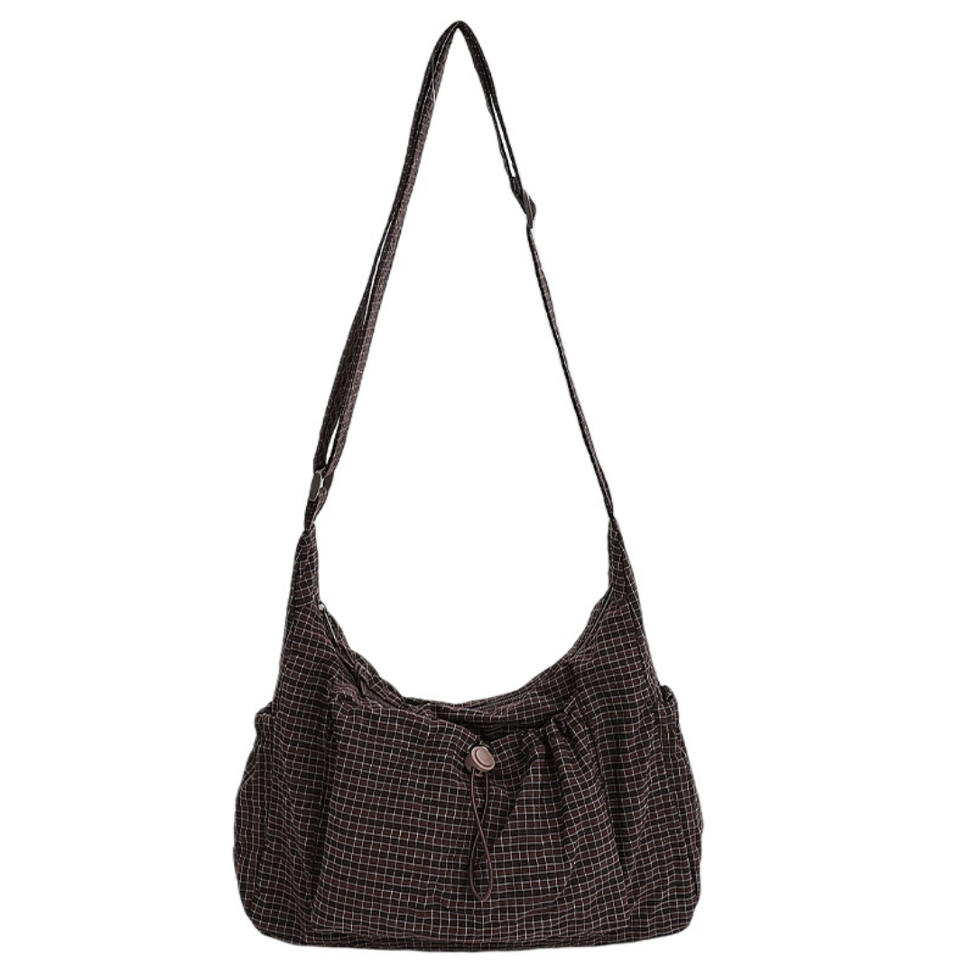 HARLOW – Plaid Drawstring Cloud Hobo Bag