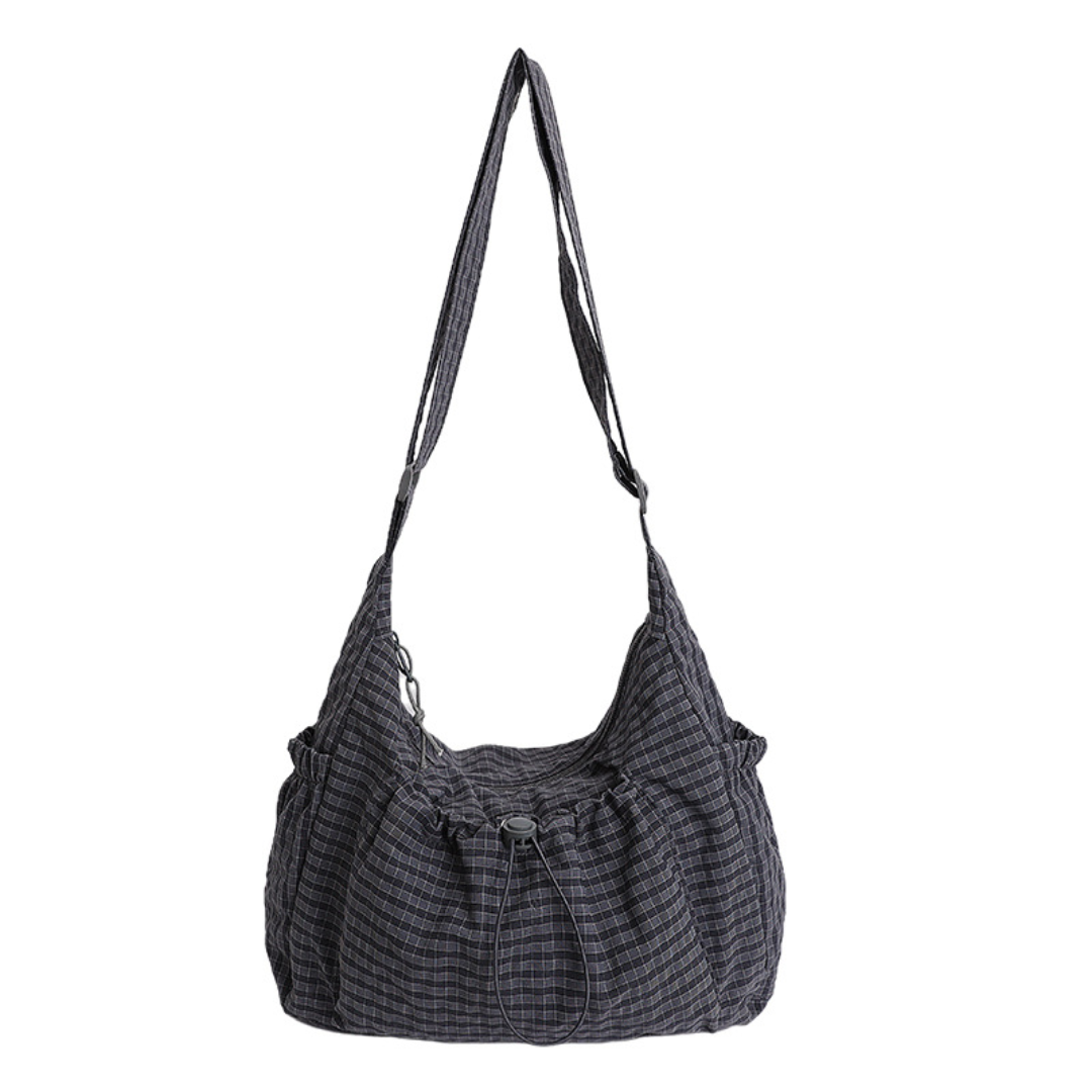 HARLOW – Plaid Drawstring Cloud Hobo Bag