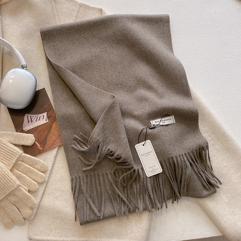 KHIONNE - Comfy Soft Plain Tassel Scarf Shawls