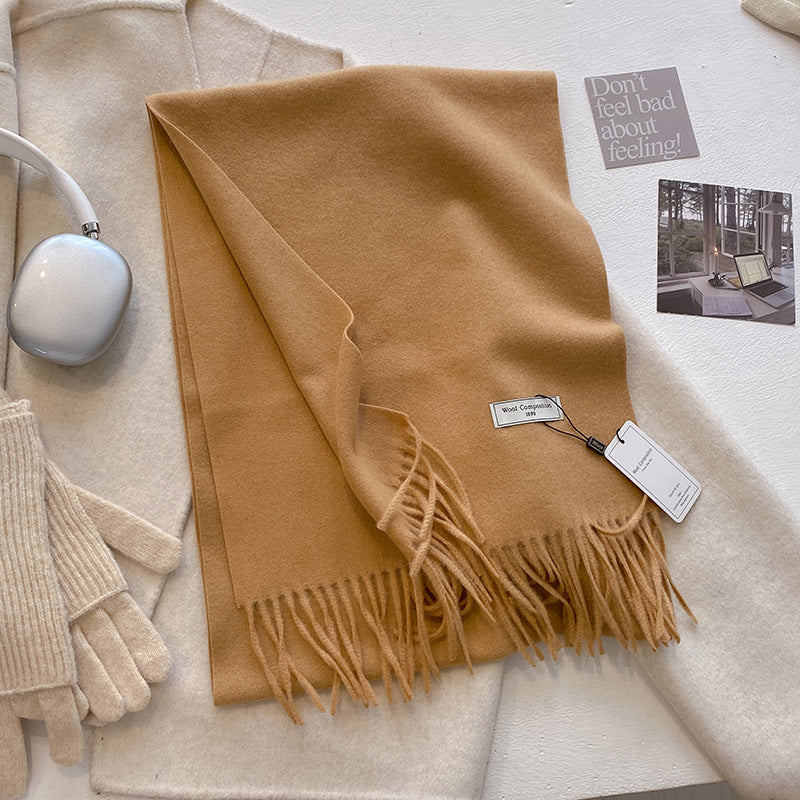 KHIONNE - Comfy Soft Plain Tassel Scarf Shawls
