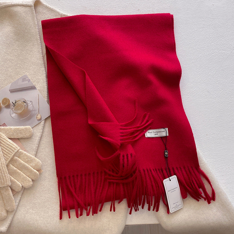 KHIONNE - Comfy Soft Plain Tassel Scarf Shawls