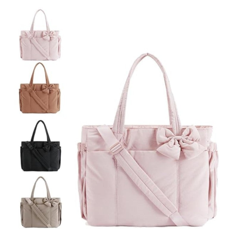 MARVA - Women’s Crush Bow Compact Tote Bag Cute Puffy Handbag