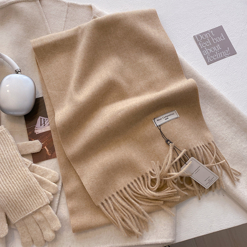 KHIONNE - Comfy Soft Plain Tassel Scarf Shawls