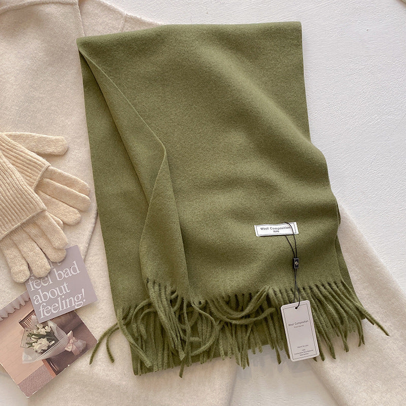 KHIONNE - Comfy Soft Plain Tassel Scarf Shawls