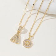 AISHA - Elegant 2-Pack Initial Letter Pendant Necklaces Gold