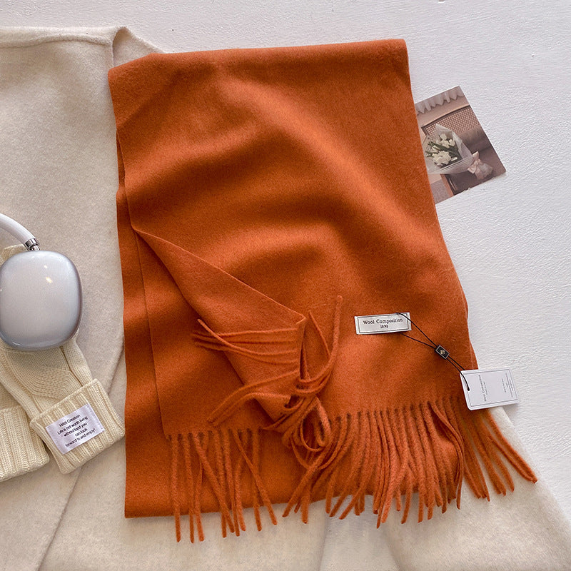 KHIONNE - Comfy Soft Plain Tassel Scarf Shawls