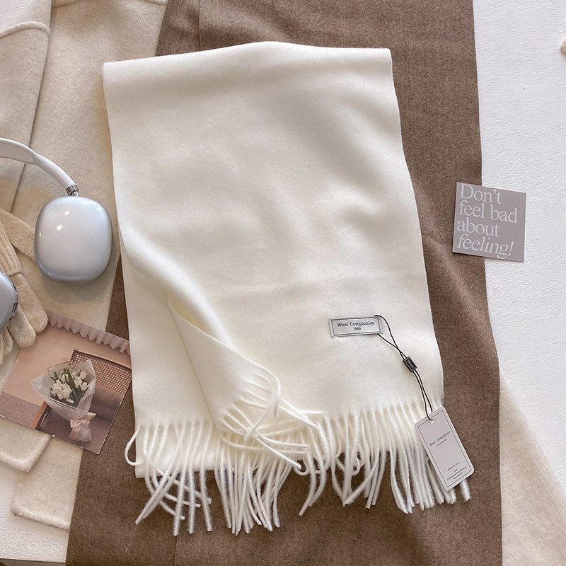 KHIONNE - Comfy Soft Plain Tassel Scarf Shawls