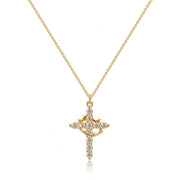CLARISSE – Classic Cross & Crown Necklace Gold / Rose Gold and Silver
