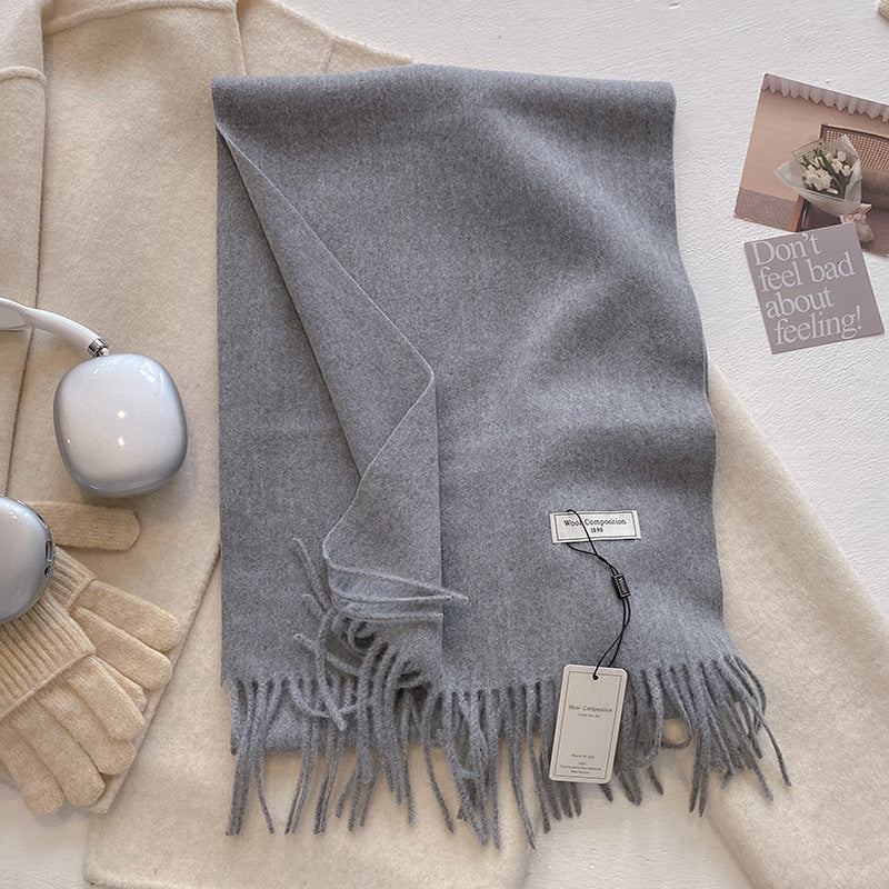 KHIONNE - Comfy Soft Plain Tassel Scarf Shawls
