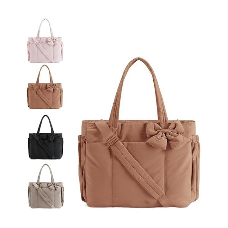 MARVA - Women’s Crush Bow Compact Tote Bag Cute Puffy Handbag