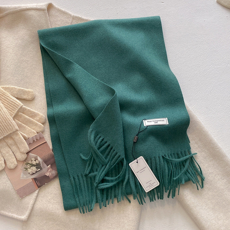 KHIONNE - Comfy Soft Plain Tassel Scarf Shawls