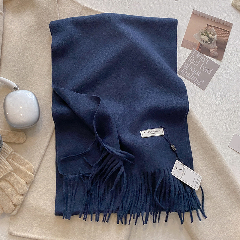 KHIONNE - Comfy Soft Plain Tassel Scarf Shawls