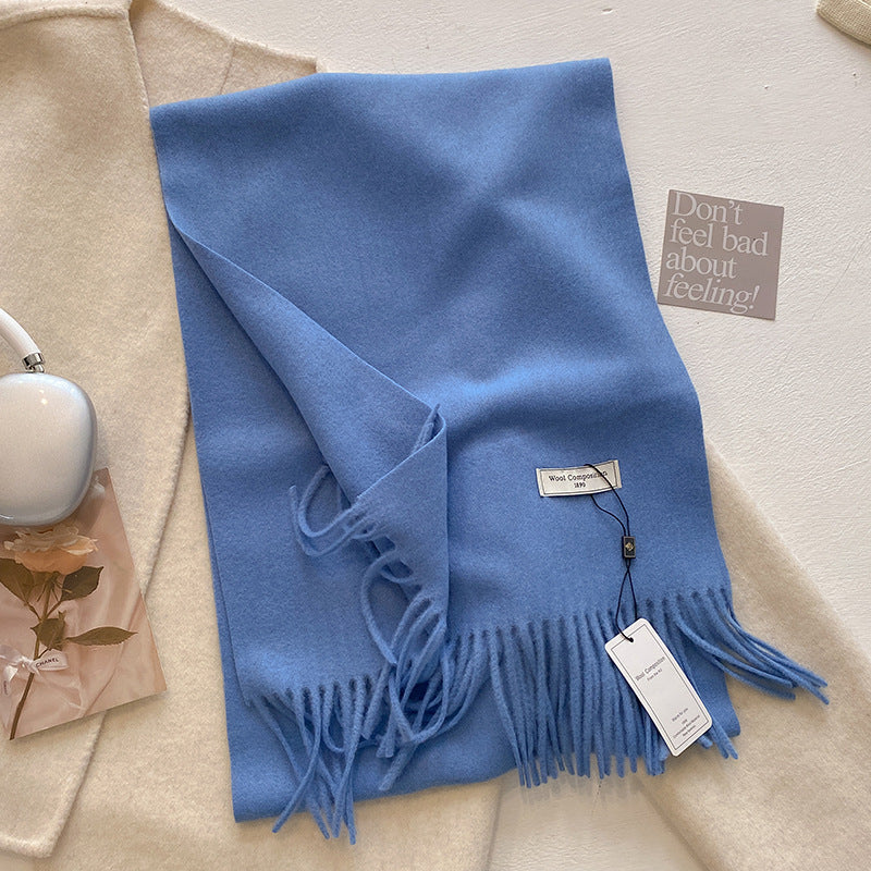 KHIONNE - Comfy Soft Plain Tassel Scarf Shawls