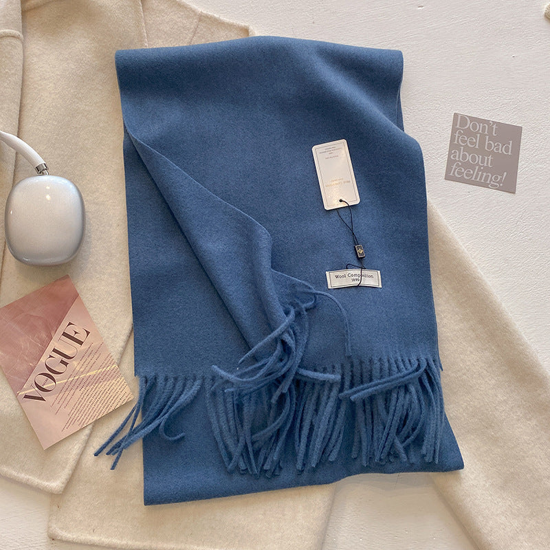 KHIONNE - Comfy Soft Plain Tassel Scarf Shawls