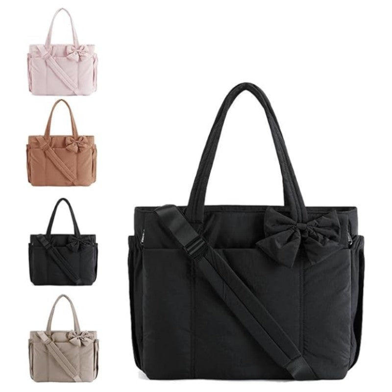 MARVA - Women’s Crush Bow Compact Tote Bag Cute Puffy Handbag