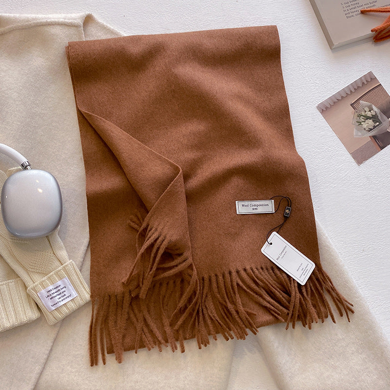KHIONNE - Comfy Soft Plain Tassel Scarf Shawls