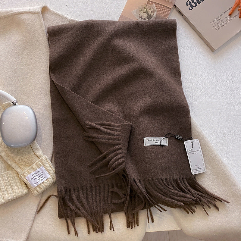 KHIONNE - Comfy Soft Plain Tassel Scarf Shawls