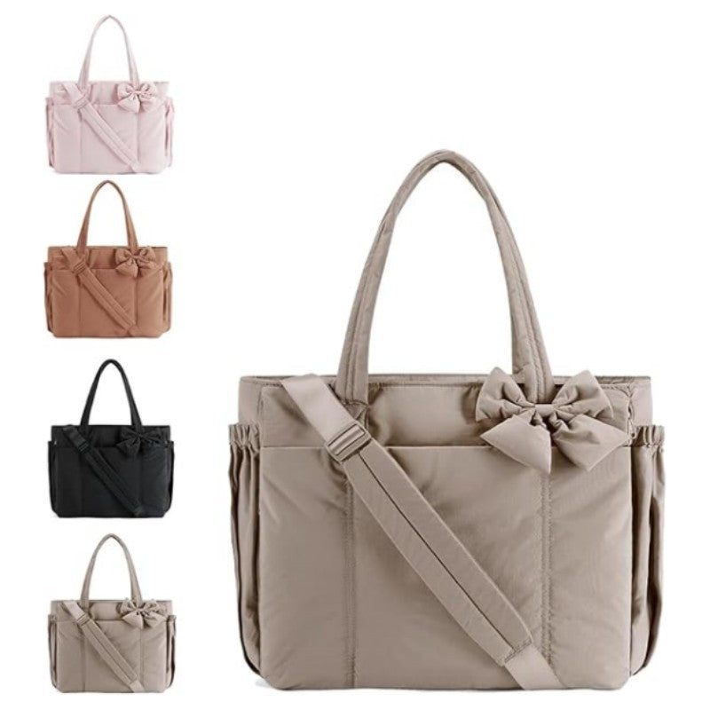 MARVA - Women’s Crush Bow Compact Tote Bag Cute Puffy Handbag