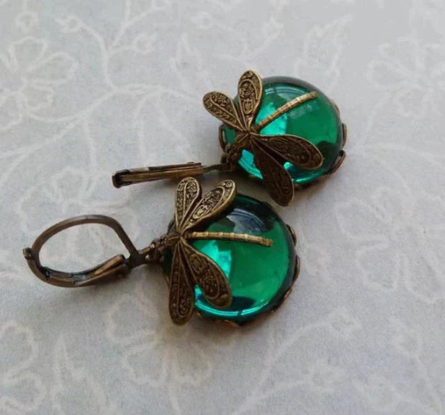 TAMARA - Spherical Dragonfly Earrings in Antique Gold