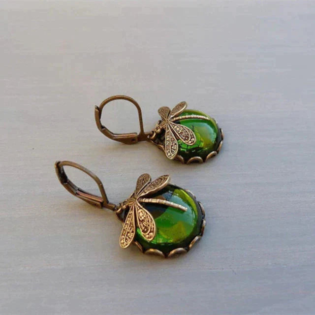 TAMARA - Spherical Dragonfly Earrings in Antique Gold