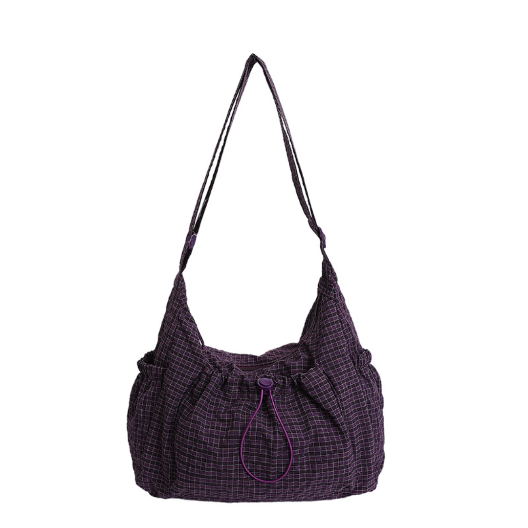 HARLOW – Plaid Drawstring Cloud Hobo Bag