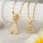 AISHA - Elegant 2-Pack Initial Letter Pendant Necklaces