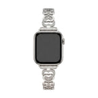 Apple Watch Bracelet with Interwoven Heart Links in Metal, Sparkling Rhinestones, Adjustable Size, Pyrone Model