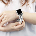 Tydia Model Stainless Steel Elastic Link Bracelet for Apple Watch, Stretchable Design, Comfortable and Clasp-Free
