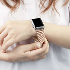 Tydia Model Stainless Steel Elastic Link Bracelet for Apple Watch, Stretchable Design, Comfortable and Clasp-Free