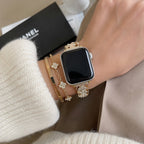Bracelet Apple Watch à maillons sertis, ajustement facile par clips, accessoire parfait pour briller au quotidien, modèle Kintie