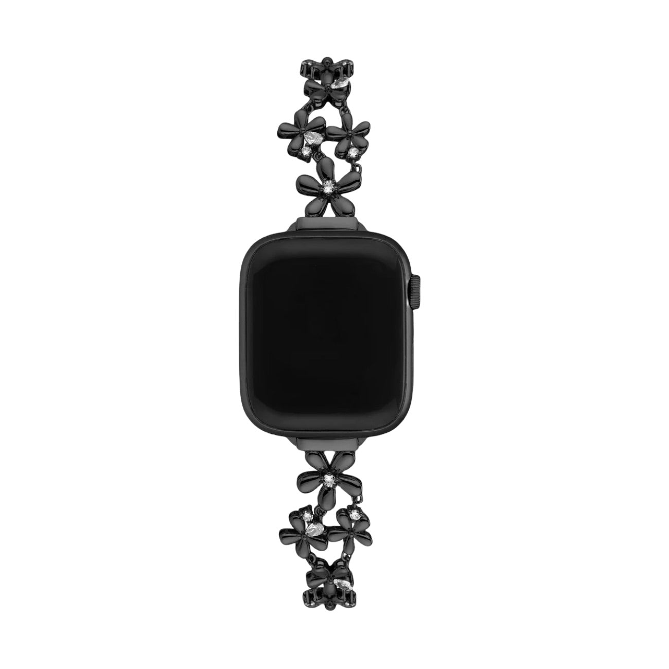 Apple Watch Bracelet with Floral Design, Metallic Flowers and Zirconia, Sliding Clasp, Filie Model