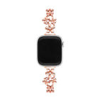 Apple Watch Bracelet with Floral Design, Metallic Flowers and Zirconia, Sliding Clasp, Filie Model