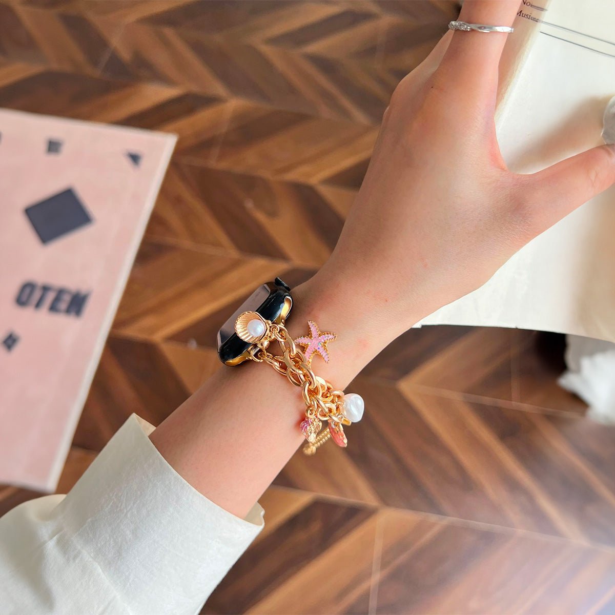 Apple Watch Bracelet, with marine charms, gold or silver, summer spring, Marina model
