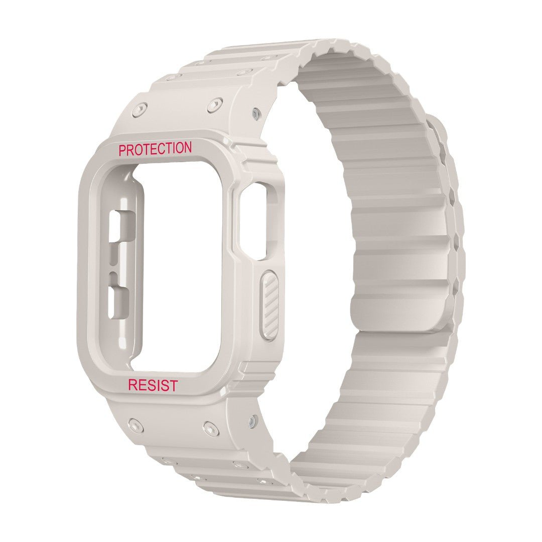 Apple Watch Bracelet with Full Silicone Case, Enhanced Shock-Resistant Protection, Adjustable Magnetic Clasp, Penz Model