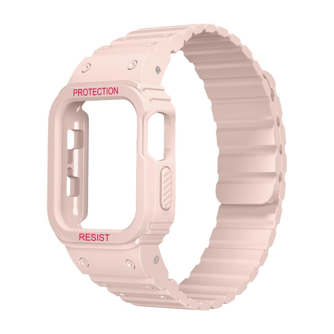 Apple Watch Bracelet with Full Silicone Case, Enhanced Shock-Resistant Protection, Adjustable Magnetic Clasp, Penz Model